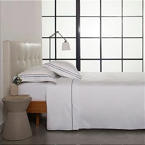 Jogo de Cama Buddemeyer Sublime Queen Branco Ponto Cheio Azul Marinho 4 Peças