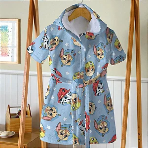 Roupão Dohler Infantil Velour Estampado Licenciado Capuz Pbb Patrulha Canina 11