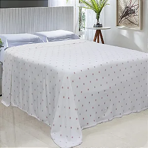 Cobertor Niazitex Toque de SEda Poá 220x240 Branco Rosa
