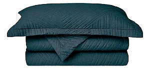 Kit Colcha Camesa Virtuos Solteiro 160X240 Marinho 2 Peças