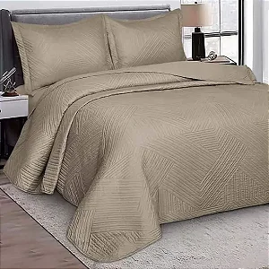 Kit Colcha Camesa Virtuos Casal 220X240 Bege 3 Peças