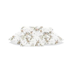 Jogo De Cama Jolitex Toque De Seda Floral Casal Branco 4 Peças