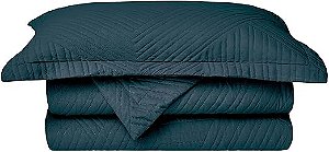 Kit Colcha Camesa Virtuos Casal 220X240 Marinho 3 Peças