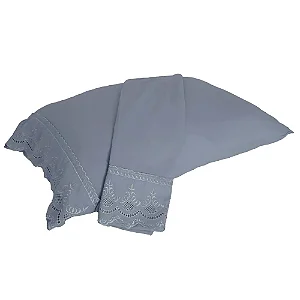 Fronha Niazitex Percal Soft 300 Rendado 2 Peças Azul