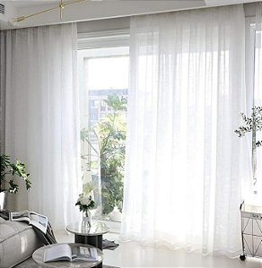 Cortina Bella Janela Inove Trilho Suiço 660X280 Linhão/Linho Marfim