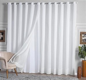 Cortina Bella Janella Duplex 420X280 Monaco/Linho Marfim