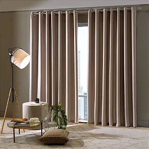 Cortina Corta Luz Bella Janella Tecido 300X170 Liso Areia