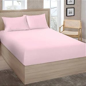 Lençol Avulso Com Elastico Premium Linea 180 Fios Casal 138X188 Rosa Claro 100% Algodão