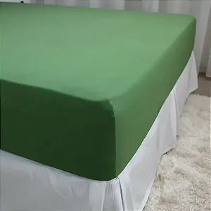 Lençol Avulso Estamparia Premium Linea Queen Verde Oliva 180 Fios 100% Algodão