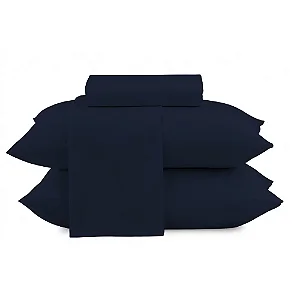 Jogo Cama Camesa Loft Casal 100%Poliester Marinho 4 Peças