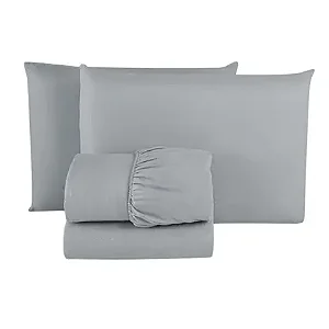 Jogo Cama Est Premium Plus Queen Des 7791 Cinza 100% Algodão 4 Peças