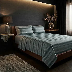 Jogo Cama Estamparia Premium Plus 100% Algodão Queen Des 7894 Cinza 4 Peças
