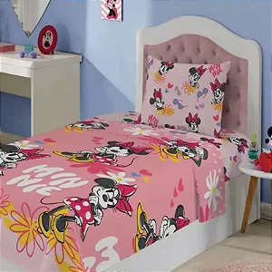 Jogo Cama Lepper Microfibra Estapado 140X220 Solteiro Minnie 2 Peças