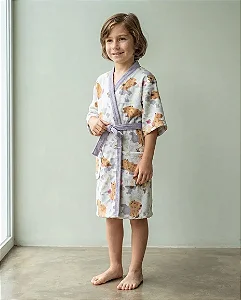 Roupão Lepper Felpudo Infantil Quimono Estampado Capy Happy P