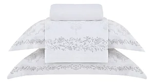 Jogo Cama 4 Peças Buddemeyer Gran Percalle Classic King Cinza 200 Fios 100% Algodão