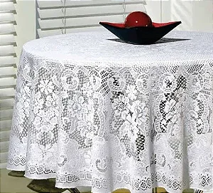 Toalha Mesa Beija Flor Renda 160 Redonda Bege