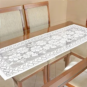 Caminho Mesa Beija Flor Renda Jaquard 140X50 Costura Branco