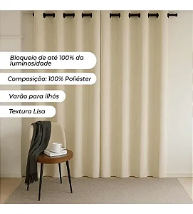 Cortina Bella Janela 100% Blackout Tecido 540X250 Confort Natural