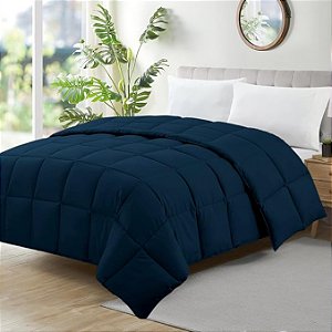 Edredom Camesa Ecopluma Casal 220X240 Marinho 100% Poliester