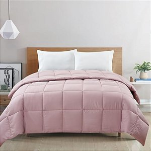Edredom Camesa Ecopluma Queen 240X260 Rose 100% Poliester
