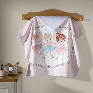 Toalha Banho Dohler Velour Estampado Capuz 90X70 Bailarina 06