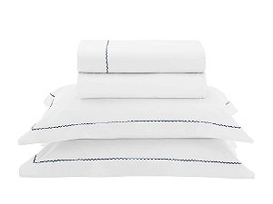 Jogo Cama Neo Bordado Sublime 300 Fios Queen Marinho 4Peças