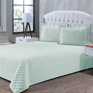 Kit Colcha Niazitex Ultrassonica Basics 280x260 King Verde Menta 3 Peças