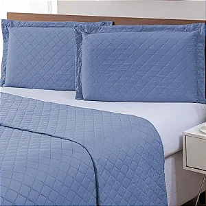 Kit Colcha Niazitex Ultrassonica Basics 280x260 King Azul Denim 3 Peças