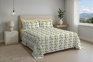 Jogo Cama Estamparia Premium Plus Queen Des 7896 Amarelo 100%Algodão