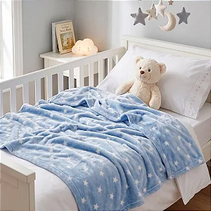 Cobertor Niazitex Toque de Seda Star 90x110 Azul Branco