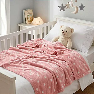 Cobertor Niazitex Toque De Seda Star 90x110 Rose Branco