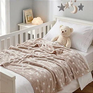 Cobertor Niazitex Toque de Seda Star 90x110 Bege Branco
