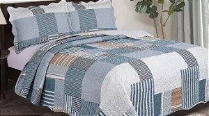 Kit Colcha Camesa Evolution Patchwork King 260x280 Baro 3 Peças