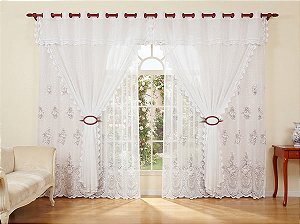 Cortina Beija Flor Violeta 220x280 Bege
