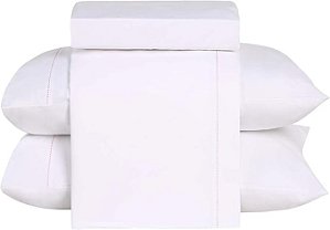 Jogo de Cama Camesa Neo 200 Fios Vista Queen Branco/Rosa