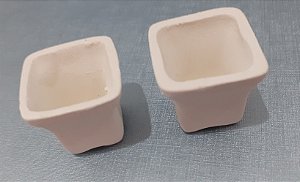 Mini vaso quadrado de cerâmica branca 3x3