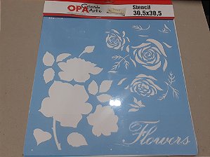 2370- Stencil Opa 30,5x30,5 flor rosas II