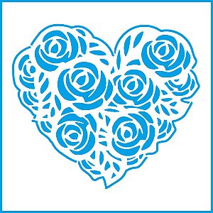 ST-X-352 - STENCIL - CORAÇÃO DE ROSAS
