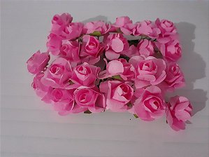 Flor de papel 1,5cm - 24 peças - rosa