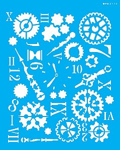 3115 - Stencil Opa 20x25 - Stempunk Art engrenagens