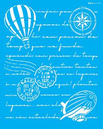3139 - Stencil Opa 20x25 - Carta Antiga Balão