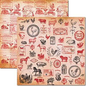 SC-688- Farm House 4 - Papel para Scrapbook Dupla Face