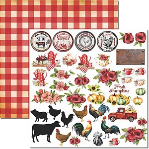 SC-691- Farm House 7 - Papel para Scrapbook Dupla Face