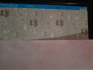 SDG-019 - Papel para Scrapbook Dupla Face Gigante - Ursinha rosa