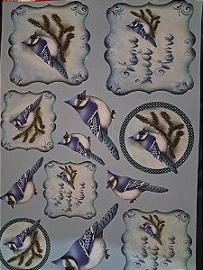 LD-0899 - PAPEL PARA DECOUPAGE - Pássaro azul