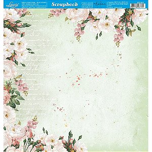 SD-0917 - SCRAP DUPLA FACE - FLORES FUNDO VERDE