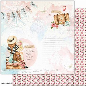 SD-1135 - SCRAP DUPLA FACE - KIT VIAGEM MENINA VIAJANTE MALA DIARIO