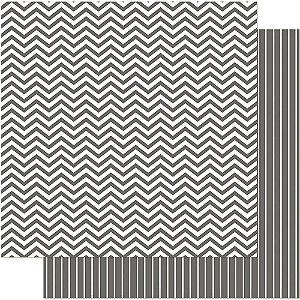 SD-0301 - SCRAP DUPLA FACE - CHEVRON CINZA E BRANCO/LISTRAS