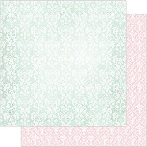 SD-0309 - SCRAP DUPLA FACE - ARABESCOS VERDE/ ROSA