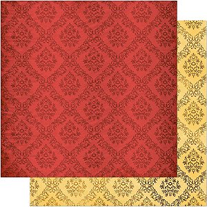 SD-0352 - SCRAP DUPLA FACE - ARABESCO VERMELHO/AMARELO